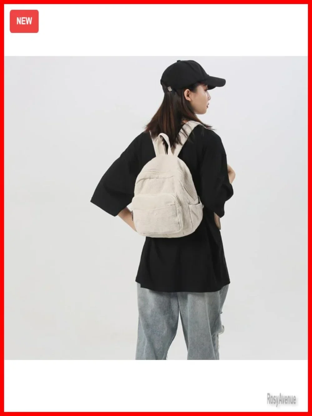 Corduroy Mini Backpack Purse for Women Travel Aesthetic Daypack